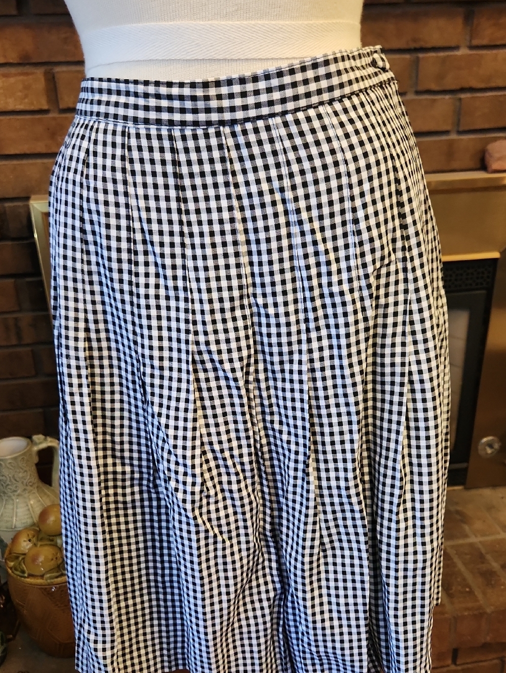 Black & White Gingham A-Line Women's Skirt Size 12 Norton McNaughton Vintage